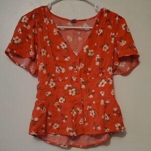 Old Navy Floral Peplum Blouse - Orange